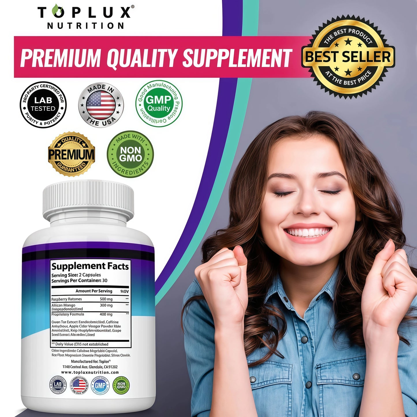Toplux Keto Burn Pills Ketosis Weight Loss - 1200 Mg Ultra Advanced Natural Ketogenic Fat Burner Using Ketone Diet for Men Women 60 Capsules Supplemen