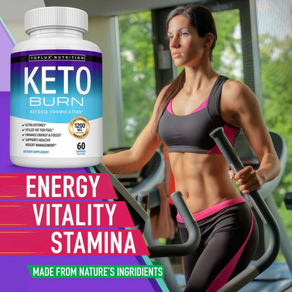 Toplux Keto Burn Pills Ketosis Weight Loss - 1200 Mg Ultra Advanced Natural Ketogenic Fat Burner Using Ketone Diet for Men Women 60 Capsules Supplemen